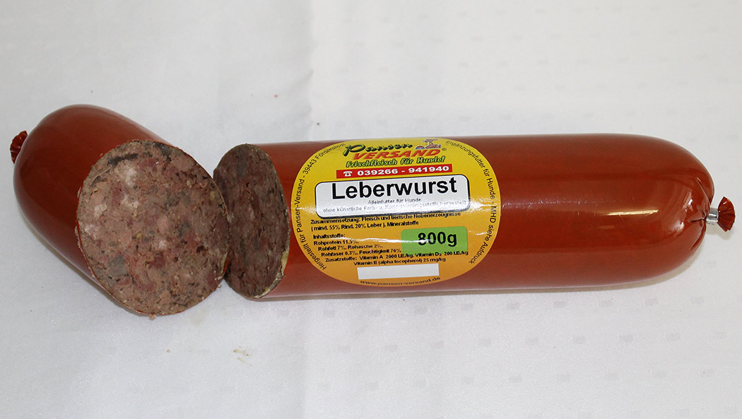 Rinderwurst mit Leber - Karton BARF B.A.R.F. Frischfleisch fr Hunde und Katzen